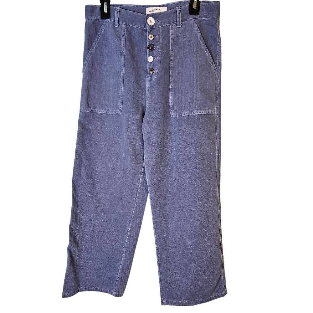 Zara Women cotton/linen ankle pant, blue. 10/12. #877